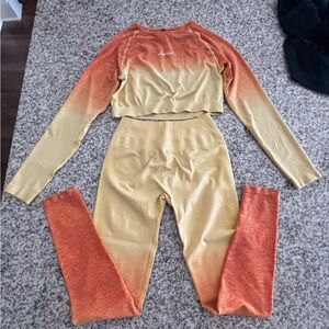 Alphalete Orange Ombre Long Sleeve Top